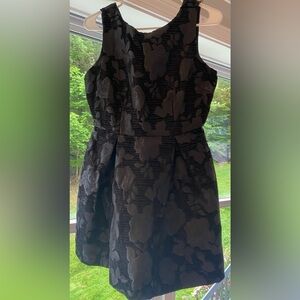 One clothing size Medium black velvet embossed rose floral print mini dress.